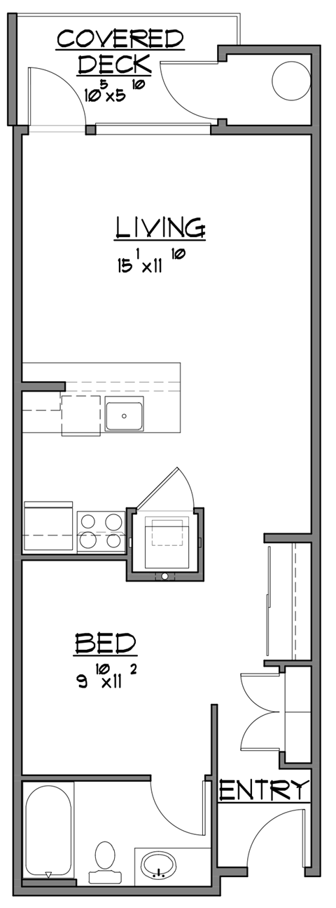 Studio 1 bath B at Bridgeview 125, Washington